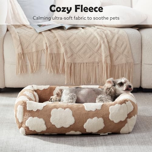 Medium Dog Bed Medium Size Dog (Cozy Clouds Brown / M (30"x24"x8"))