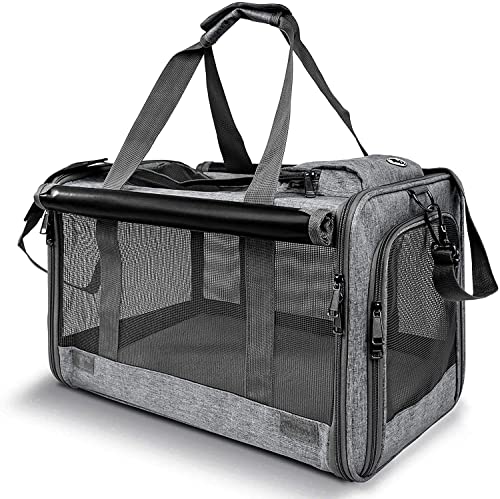 Pet Carrier for Large Cats up to 20lbs Soft (Grey / 18.1"L x 11.8"W x 11.8"H)