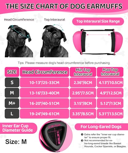 DG02 Dog Ear Muffs Noise Protection (Fuchsia-medium-normal Earpads)