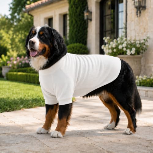 Ribbed Dog T Shirt Cotton Knitted Dog Sweaters for All Season Pet T (2XL (for Medium Large Dog) / Off white)