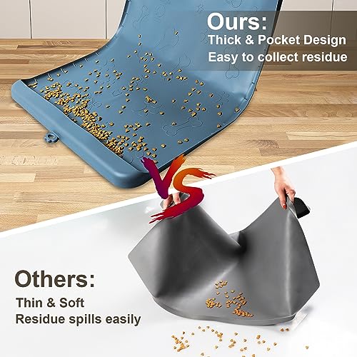 Dog Food Mat Silicone Dog Mat for Food and Water (Aqua blue / 36"L x 24"W)