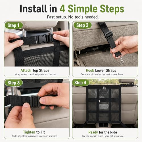 Car Dog Barrier with Storage Pocket