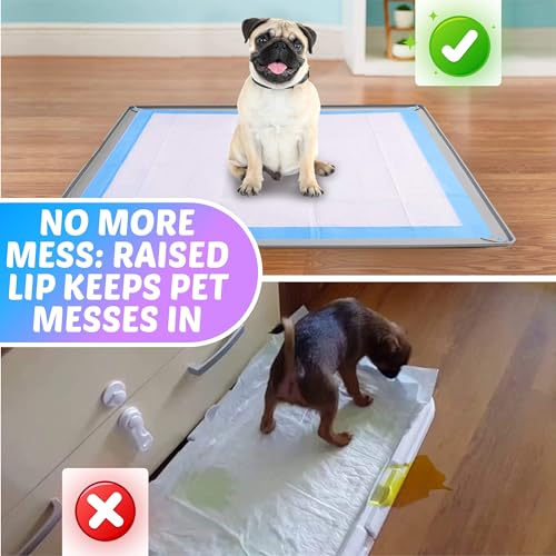 Dog Pee Pad Holder Tray Fits for 30” x 36” Pee Pads (30 x 36 inches / Light Grey)