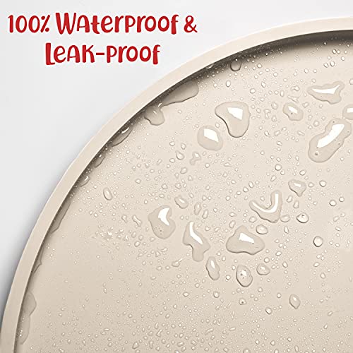Dog Food Mat Waterproof Dog Bowl Mat (32x19 Inch (Pack of 1) / White Sand)