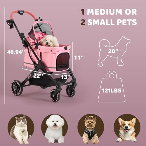 All Terrain Dog Stroller for Small to Medium Dogs (Sakura Pink)