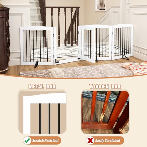 Freestanding Dog Gate with Door (4 Panel 24" / White & Black)
