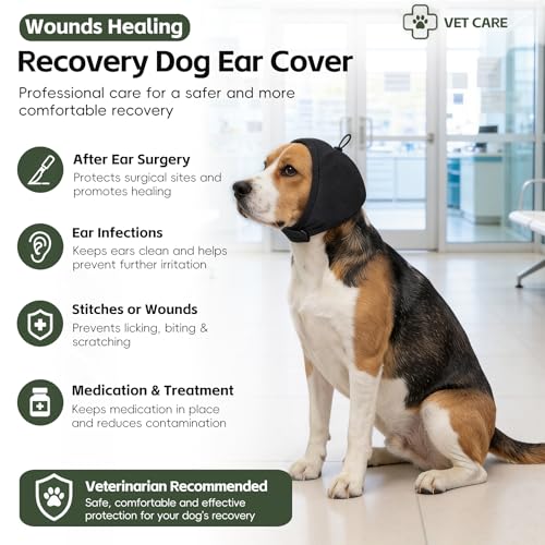 Upgraded Dog Ear Muffs No Shake Ear Wrap for Hematoma with SoundProof Pads (Grey / Small(Head Circle:10"-15"))