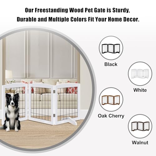 3 Panel Freestanding Adjustable Wooden Dog Gate (30"Height-3 Panel / White)