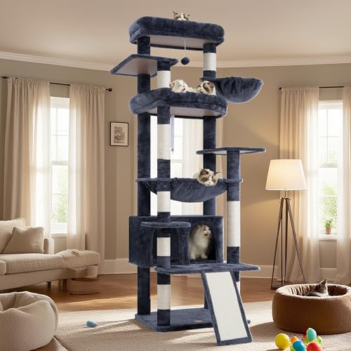 Tall Cat Tree for Large Cat (Smoky Gray / 80 inch)