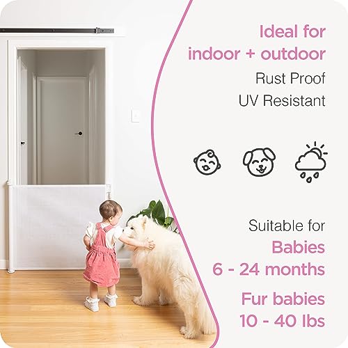 Retractable Baby Gate (White / 33" Tall x 55" Wide)