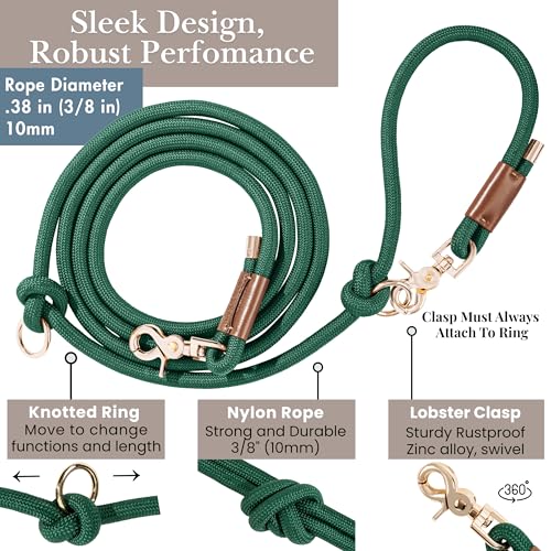 Hands Free Dog Leash (Hunter Green / 8.2 ft x 3/8 in)