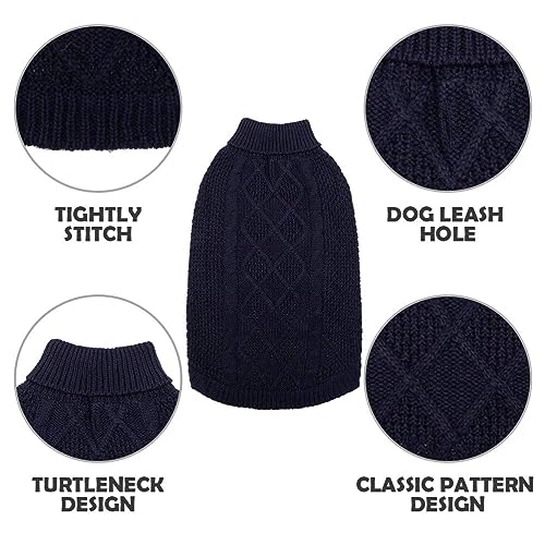 Turtleneck Dog Sweater (Small/Medium / Navy Blue)