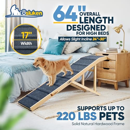 Dog Ramp for Bed (Wood / 64"X 17inch)