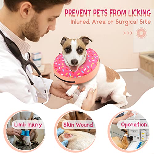 Inflatable Dog Cone Collar Alternative After Surgery (Donut Pink / L-(Neck 11"-14"))