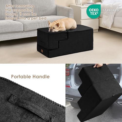 Dog Stairs for High Bed 22.5" H (Black / Standard 15.7" x 30" x 22.5")