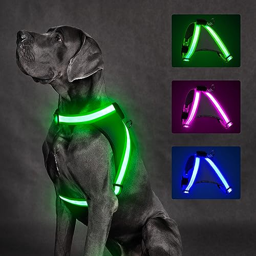 Light Up Dog Harness (Small / Green)