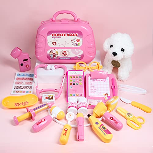 Doctor Kit with Puppy for Kids (Pink case with doll)