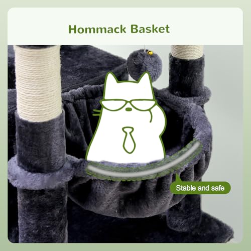 S72 Heavy Duty Cat Trees for Large Cats 20 lbs+ (Dark Grey / 72 inch)