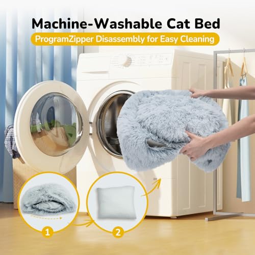 Cat Bed Cat Cave for Indoor Cats (Gray / M(15.7 x 15.7 x 15.7 Inch))