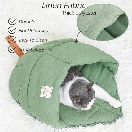 Cat Sleeping Bag Cave Bed with Non (Green / M)
