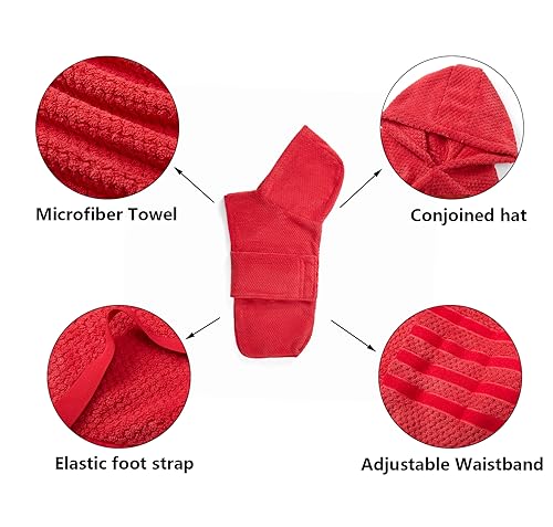 Dog Drying Coat with Hood for After Bath Bathrobe Towel Dog Drying Coat for Wet Walking in Rain (XXX-Large / Red(Pineapple grid Hood))