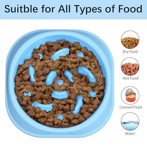2 Pack Slow Feeder Dog Bowls (A-LightBlue&DarkBlue / Small)