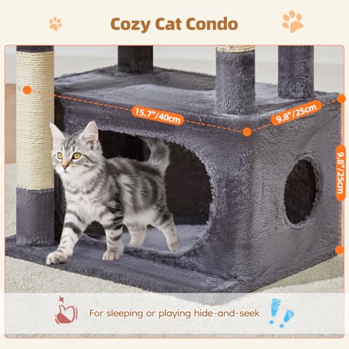 Cat Tree 38.5In Cat Tower for Indoor Cats (Smoky Gray / 38.5 Inches)
