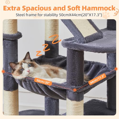 Cat Tree 71 in Extra Large Cat Tower for Inddor Cats (Smoky Gray / 71 Inches)