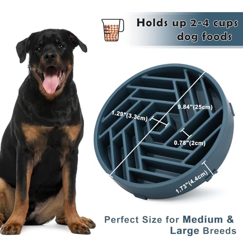 Slow Feeder Dog Bowls Large Medium Breed (Dark Blue)