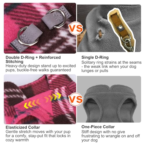 Dog Fleece Vest Sweater Winter Jacket for Small Medium Dogs (Medium / PINK BUFFALO PLAID)