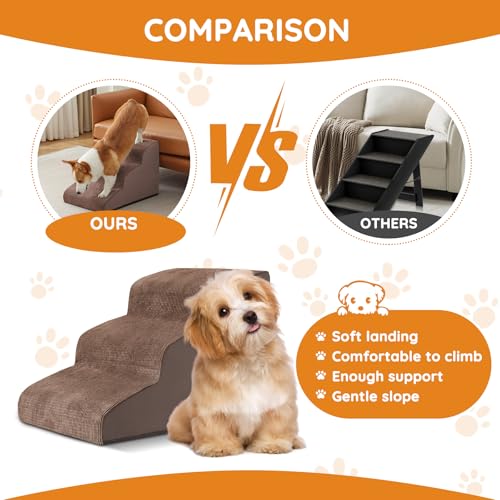 Dog Stairs for Small Dogs 19.7" H (Coffee / 4-Step 19.7"H)