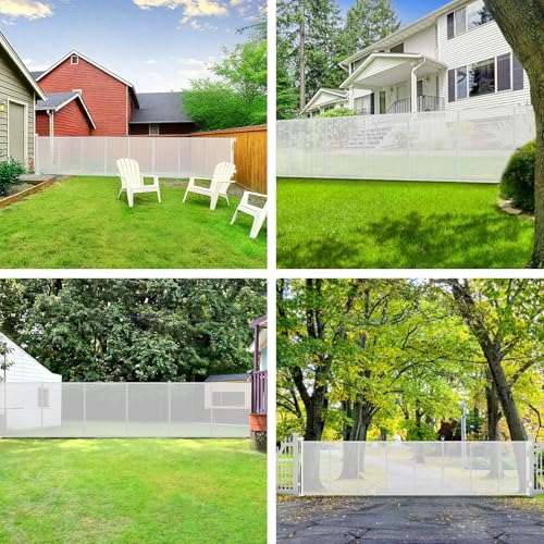 250" Extra Wide Retractable Dog Gate Outdoor Retractable Gate for Driveway (White / (48" Tall x 250" Wide))