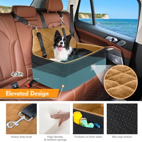 Dog Car Seat for Large Medium Sized Dogs (Black/brown)