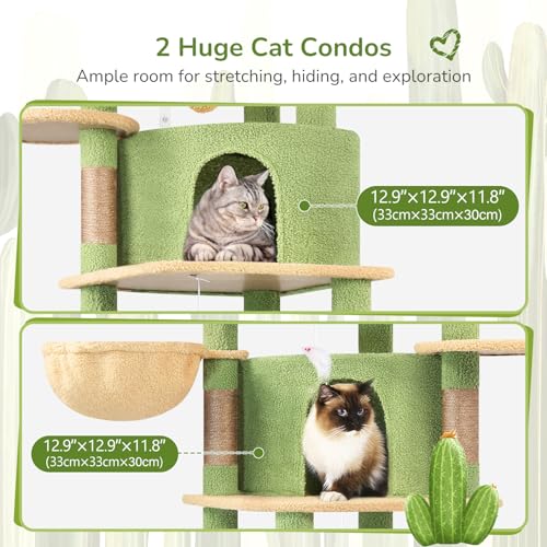 66in Cactus Corner Cat Tree for Indoor Large Cats (66inch / Cactus Green)