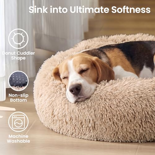 Calming Dog Beds Extra Large Sized Dog (Camel / 45.0"L x 45.0"W x 10.0"Th)