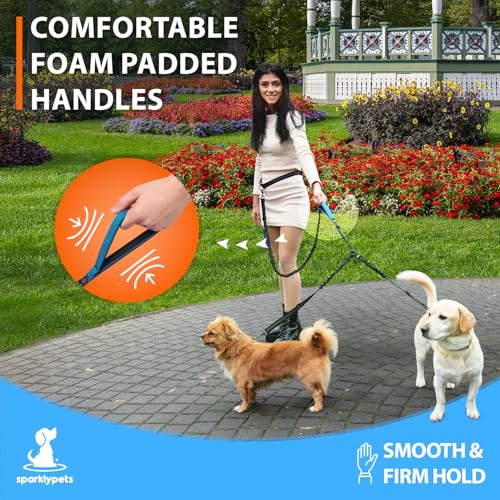 Hands Free Dual Dog Leash (Blue / 2 dogs S)