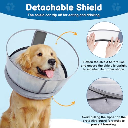 2-in-1 Inflatable Dog Donut Collar for Large Dogs After Surgery (Grey / XL)