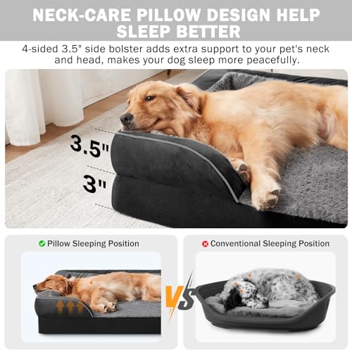 Orthopedic Dog Bed for Extra Large Dogs (XXL (48"x 35"x 8") / Black)