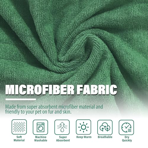 Dog Bathrobe Towel Dog Drying Coat Microfiber Absorbent Fast Drying Robes (Green / XXX-Large)