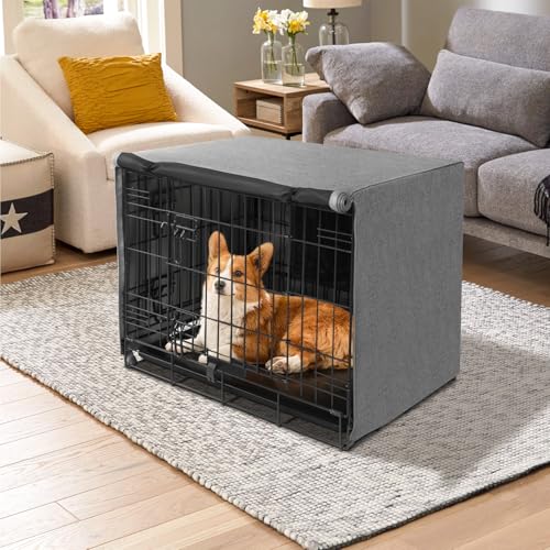 Dog Crate Cover (Grey (with window) / 42 Inch)