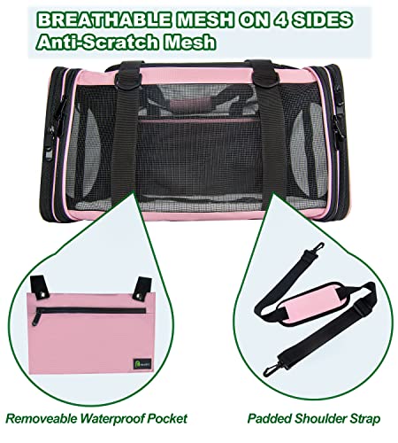 Soft Sided Pet Carrier for Cats Small Dogs of 15 Lbs Medium Pink (19.3"L x 11.3"W x 11.3"H / New-Pink)