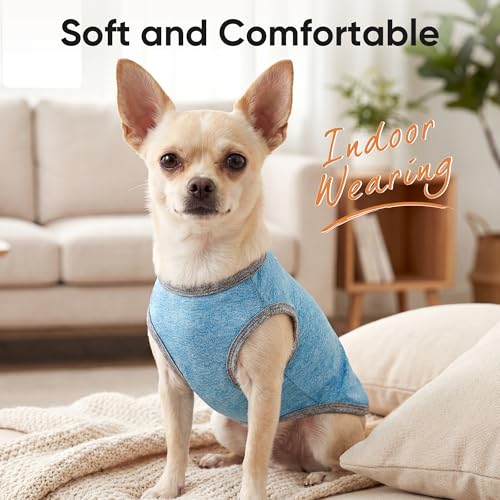 3 Pack Lightweight Sun Protection Dog Shirt Breathable Sleeveless Dog T Shirts Extra Soft Top Tank Dog Clothes for Outdoor Activities (Dark Gray + Sky Blue + Lake Blue / XS (Back: 10.2",Chest: 15.8", Neck 10.6"))