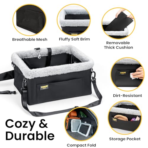 Dog Car Seat Booster (Black / 1 Pack-Small Dogs under 20lbs)