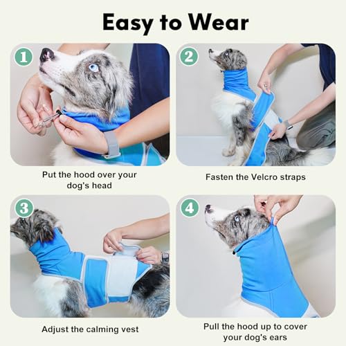 Dog Anxiety Vest for Calming Stress Relief (Blue / L)