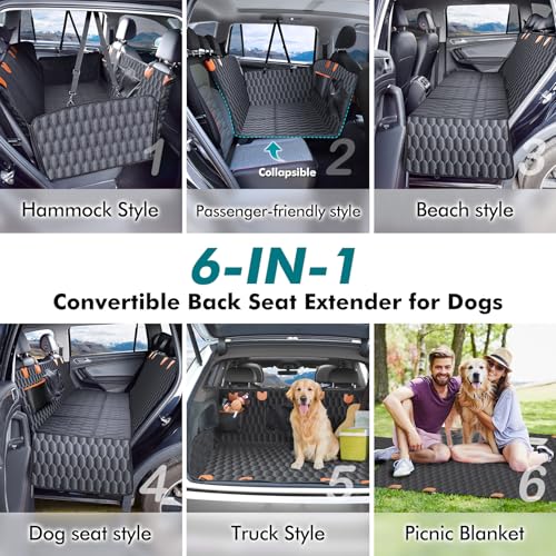 L Back Seat Extender for Dogs (Black / L Pickup Truck/Cars / Mid-Size SUV)