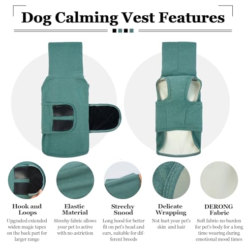 Dog Anxiety Vest Calming Jacket with Hoodie Soft Dog Ears Cover (S / Green)