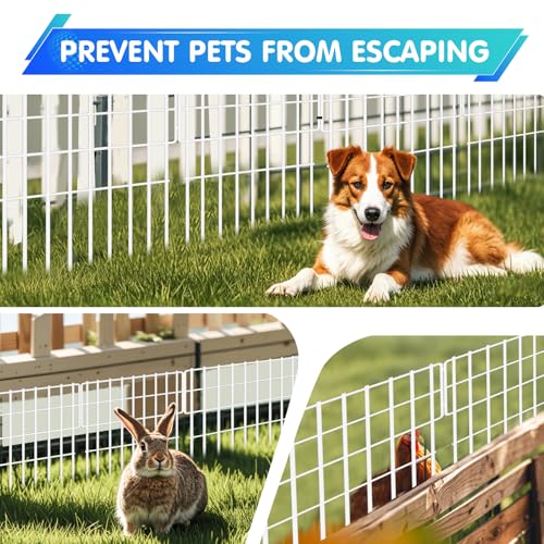 26 Panels No Dig Fence (White / 26 Panels, 28ft(L) x 17in(H))