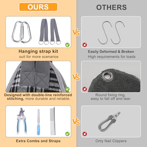 Dog Grooming Hammock for Small Dogs (S (Leg Spacing: 7-10.2" / Max W: 30lbs) / Black & White)