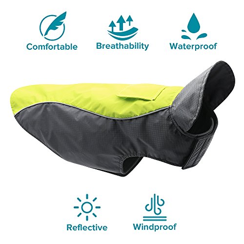 Dog Raincoat Waterproof Lightweight & High Visibility Dog Coat Jacket for Small Medium Large Dogs (Green-XXXL)
