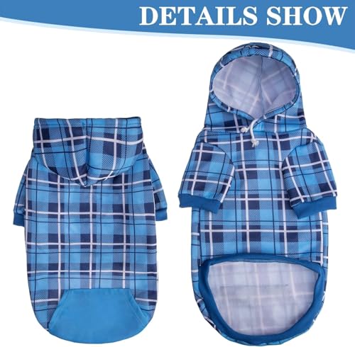 Plaid Dog Hoodie (S-Medium / Blue)